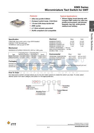 KMX111G datasheet - Microminiature Tact Switch for SMT