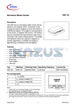 KMY24 datasheet - Microwave Motion Sensor