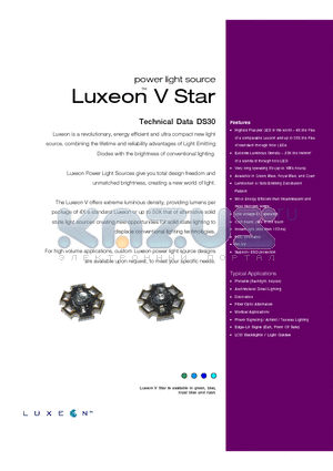 DS30 datasheet - power light source Luxeon V Star