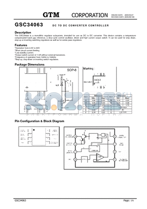 GSC34063 datasheet - DC TO DC CONVERTER CONTROLLER