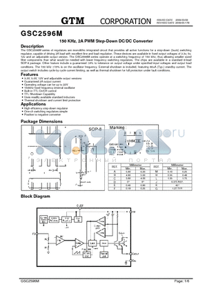 GSC2596M datasheet - 150 KHz, 2A PWM Step-Down DC/DC Converter