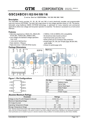 GSC24BC01 datasheet - 2-WIRE SERIAL EEPROMS