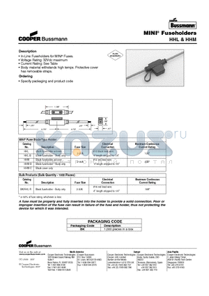 HHM-B datasheet - MINI^ Fuseholders