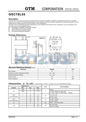 GSC78L05 datasheet - surface mount device regulator