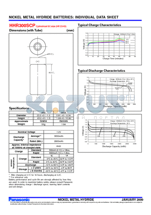 HHR300SCP datasheet - NICKEL METAL HYDRIDE BATTERIES INDIBIDUAL