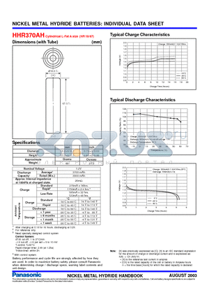 HHR370AH datasheet - NICKEL METAL HYDRIDE BATTERIES