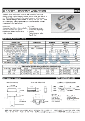 HHS2700F-20-E55 datasheet - RESISTANCE WELD CRYSTAL