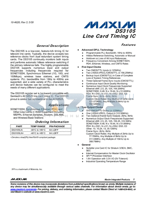 DS3105LN datasheet - Line Card Timing IC