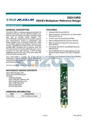 DS3112RD datasheet - DS3/E3 Multiplexer Reference Design