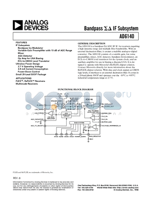 AD6140 datasheet - Bandpass  IF Subsystem