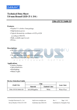 3384-15UTC/S400-X9 datasheet - 5.0 mm Round LED (T-1 3/4 )