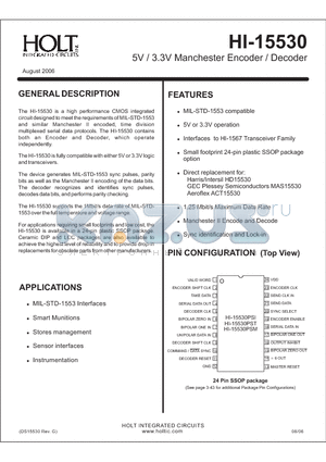 HI-15530PSTF datasheet - 5V / 3.3V Manchester Encoder / Decoder