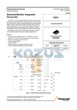 33811 datasheet - Solenoid Monitor Integrated  Circuit (IC)