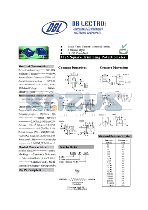 3386-P-201 datasheet - Square Trimming Potentiometer