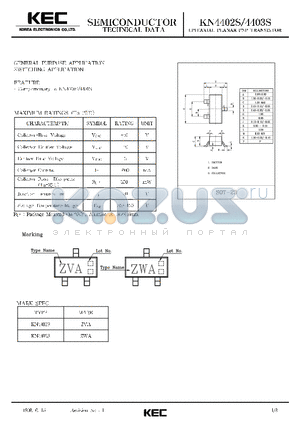 KN4403S datasheet - EPITAXIAL PLANAR PNP TRANSISTOR (GENERAL PURPOSE, SWITCHING)