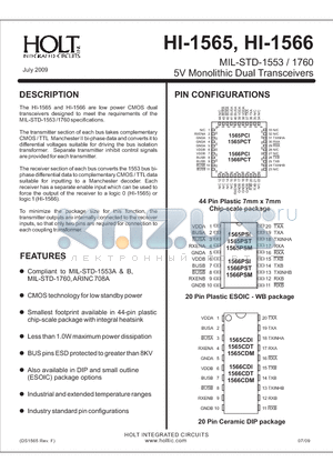 HI-1565_09 datasheet - 5V Monolithic Dual Transceivers