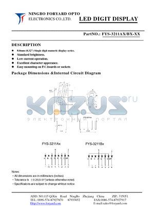 FYS-3211AX-2 datasheet - LED DIGIT DISPLAY