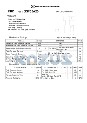 GSF05A20 datasheet - FRD - Low Forward Voltage Drop