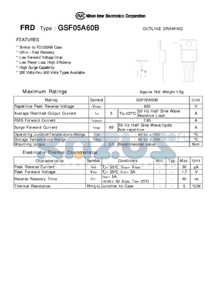 GSF05A60B datasheet - FRD - Low Forward Voltage Drop