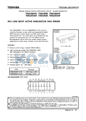 AD62384AP datasheet - 8CH LOW INPUT ACTIVE DARLINGTON SINK DRIVER