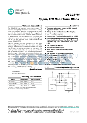 DS3231M_12 datasheet - a5ppm, I2C Real-Time Clock