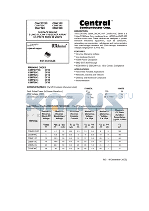 CSMF03V3C datasheet - SURFACE MOUNT 5-LINE SILICON TVS/ZENER ARRAY 3.3 VOLTS THRU 36 VOLTS