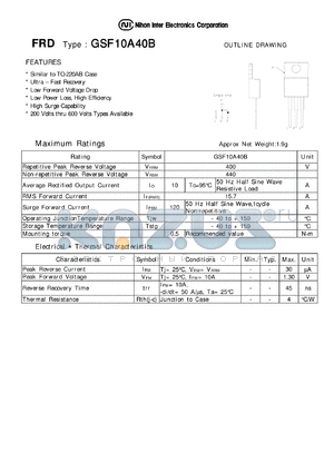 GSF10A40B datasheet - FRD - Low Forward Voltage Drop