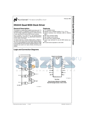 DS3245 datasheet - DS3245 Quad MOS Clock Driver