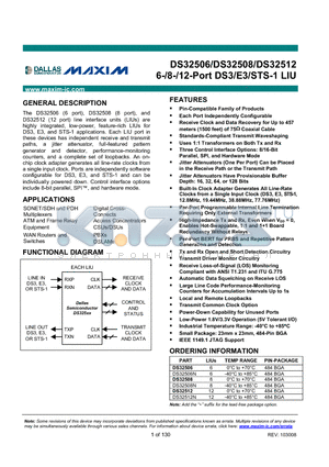 DS32506N datasheet - 6-/8-/12-Port DS3/E3/STS-1 LIU