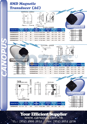 CSMT0804-S datasheet - SMD Magnetic Transducer (AC)