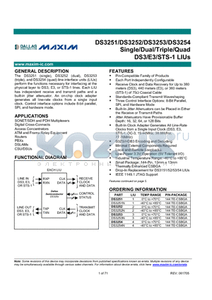 DS3253N datasheet - Single/Dual/Triple/Quad DS3/E3/STS-1 LIUs