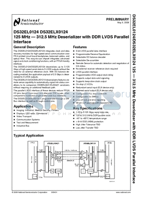 DS32EL0124 datasheet - 125 MHz - 312.5 MHz Deserializer with DDR LVDS Parallel Interface