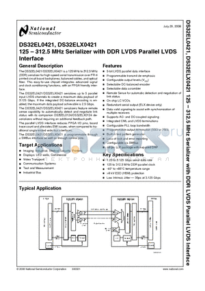 DS32EL0421_0807 datasheet - 125 - 312.5 MHz Serializer with DDR LVDS Parallel LVDS Interface