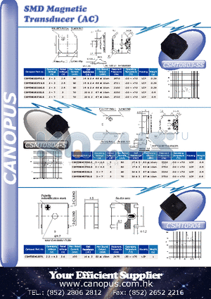 CSMT0904D2670L datasheet - SMD Magnetic Transducer (AC)