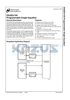 DS32EV100 datasheet - Programmable Single Equalizer