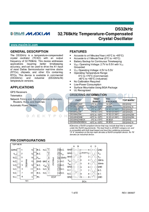 DS32KHZN/WBGA datasheet - 32.768kHz Temperature-Compensated Crystal Oscillator