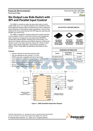 33882 datasheet - Six Output Low Side Switch with SPI and Parallel Input Control