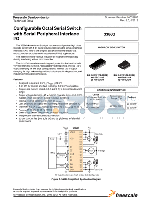 33880 datasheet - Configurable Octal Serial Switch with Serial Peripheral Interface I/O