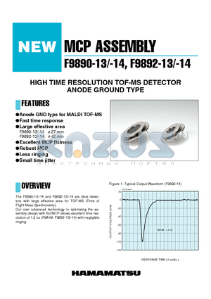 F9892-13 datasheet - HIGH TIME RESOLUTION TOF-MS DETECTOR ANODE GROUND TYPE