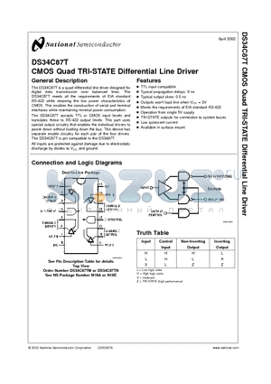 DS34C87T_02 datasheet - CMOS Qual TRI-STATE Differential Line Driver