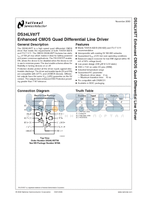 DS34LV87TM datasheet - Enhanced CMOS Quad Differential Line Driver