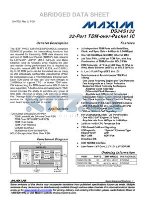 DS34S132 datasheet - 32-Port TDM-over-Packet IC