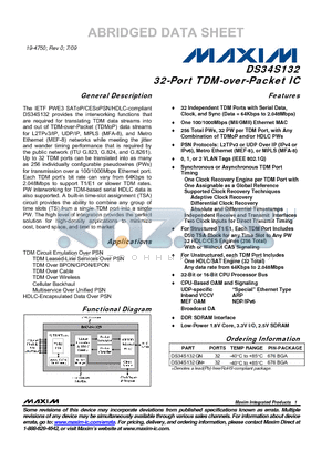 DS34S132GN datasheet - 32-Port TDM-over-Packet IC