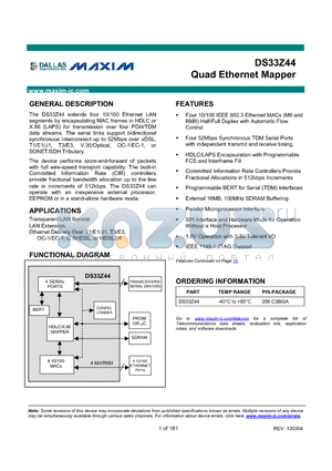 DS33Z44 datasheet - Quad Ethernet Mapper