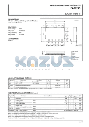 FA01215 datasheet - GaAs FET HYBRID IC