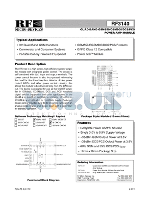 GSM850 datasheet - QUAD-BAND GSM850/GSM900/DCS/PCS PCS