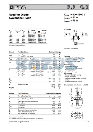 DS35 datasheet - Rectifier Diode Avalanche Diode