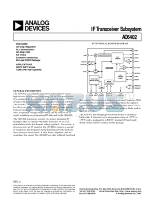 AD6402ARS datasheet - IF Transceiver Subsystem
