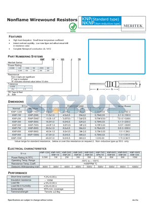 KNP1W-103JTR datasheet - Nonflame Wirewound Resistors