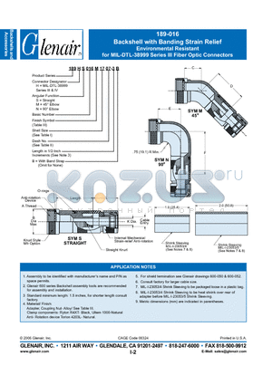 189HM016NF1113-3B datasheet - Backshell with Banding Strain Relief Environmental Resistant